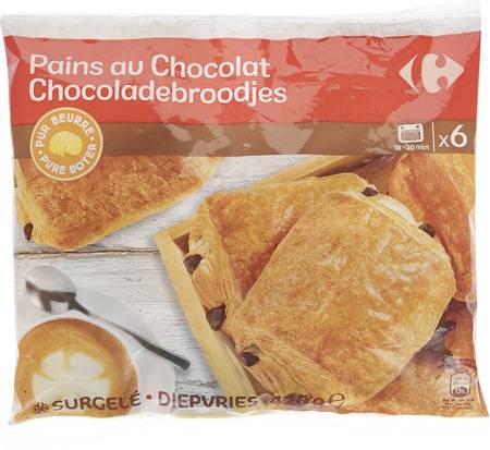 Carrefour Classic' - Pains au chocolat pur beurre surgelé (6 pièces)