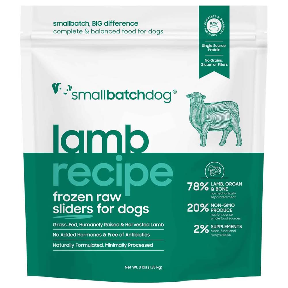 Smallbatch Lamb Batch Sliders Raw Dog Food (48 x 3 lbs)