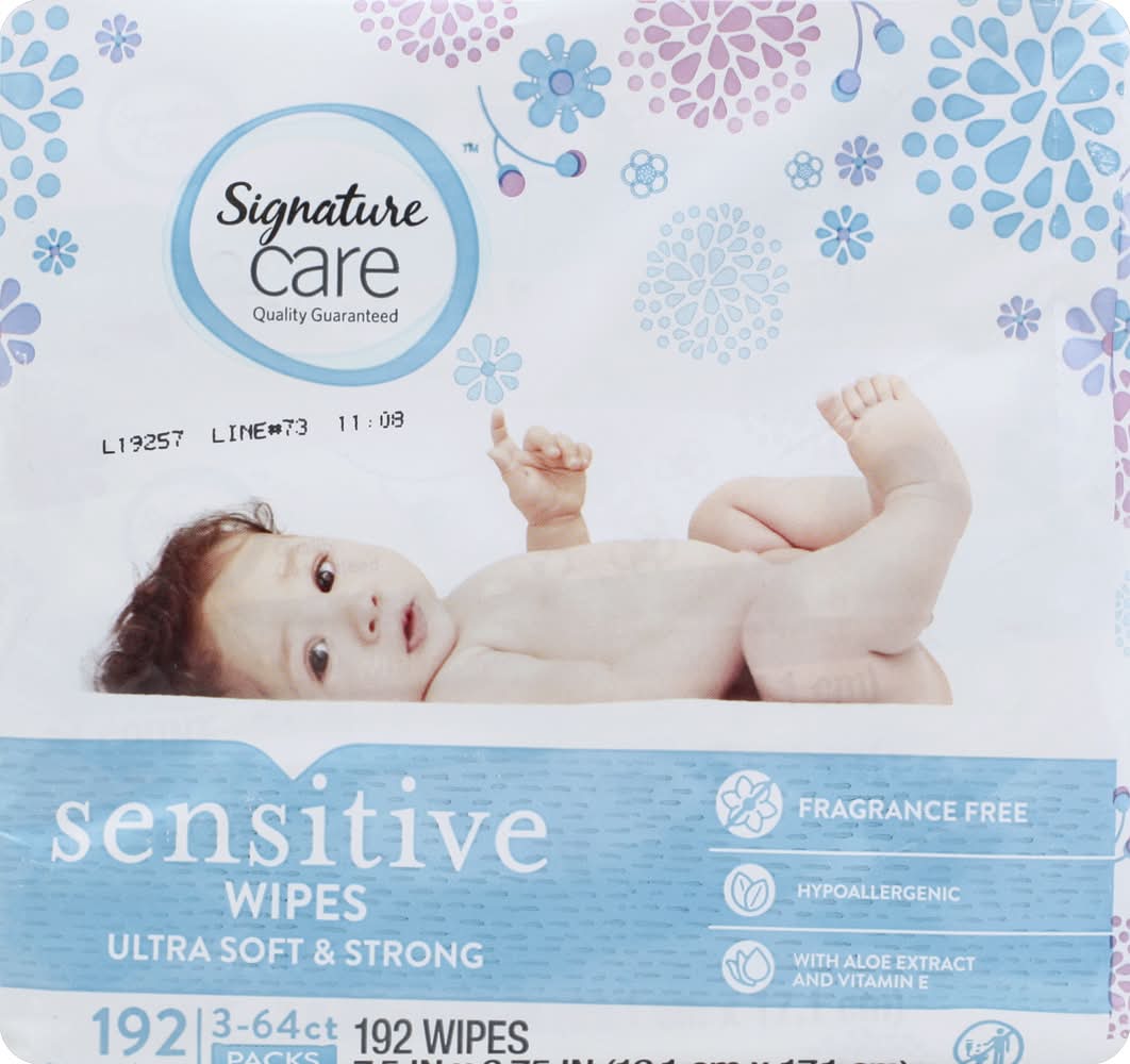 Signature Care Sensitive Ultra Soft & Strong Wipes (3.86 lbs, 192 ct)