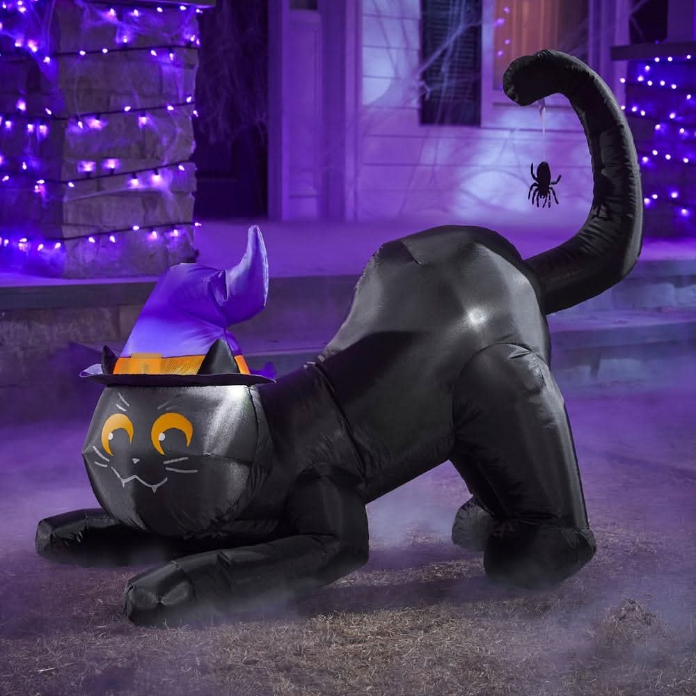 Home Accents Holiday 3.5 Ft Led Crouching Black Cat Inflatable Airblown® I1