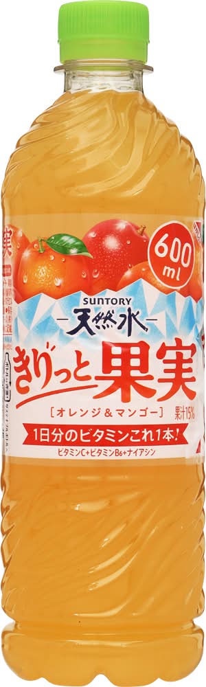 サントリー 天然水 きりっと果実 - オレンジ&マンゴー (600mL)
