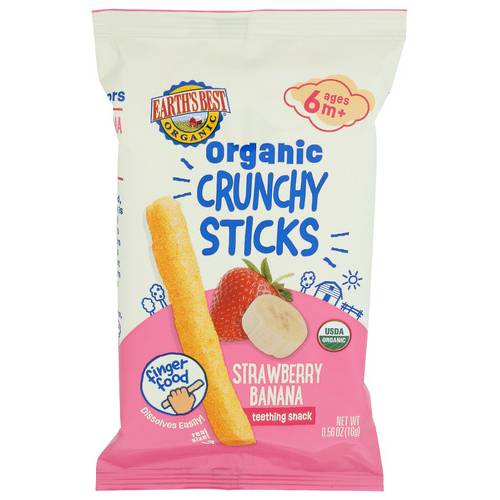 Earth's Best Organic Strawberry Banana Crunchy Sticks Teething Snack