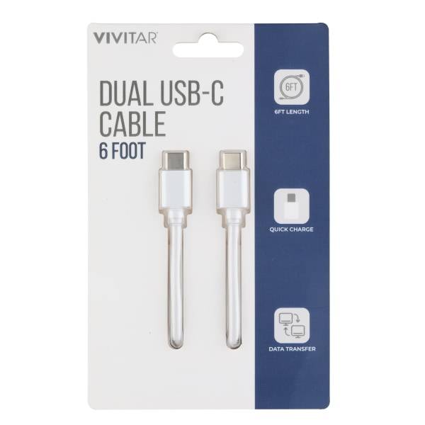 Vivitar Dual Usb-C Charging Cable, White