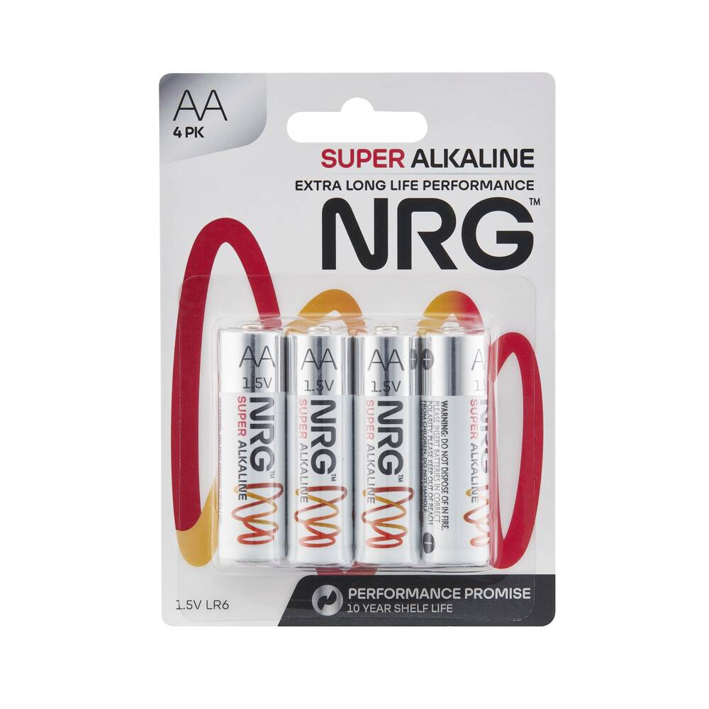 Nrg Super Alkaline Aa Batteries 4 pack