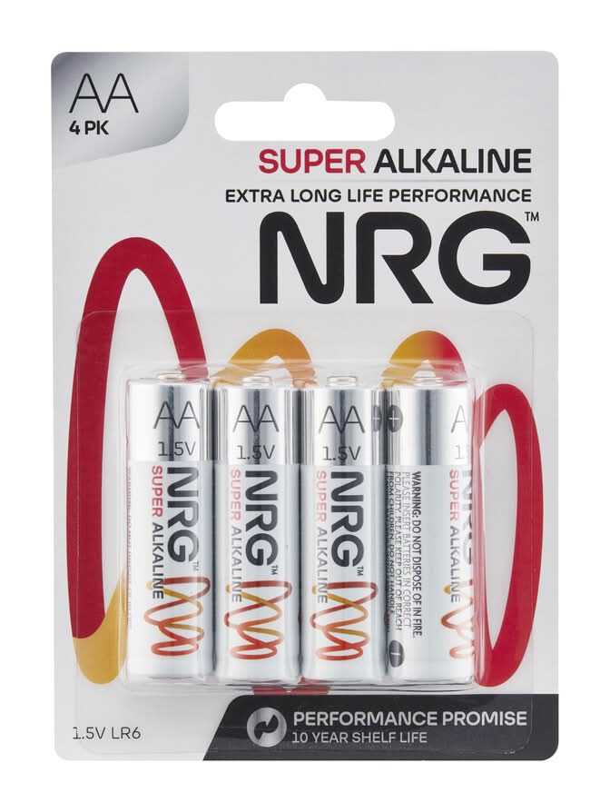 NRG Super Alkaline Aa Batteries (4 pack)
