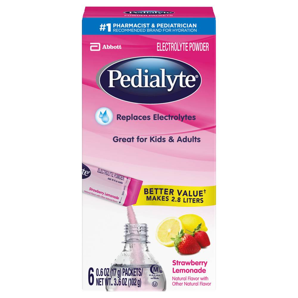 Pedialyte Electrolyte Powder (6 pack, 0.6 oz) (strawberry-lemonade)