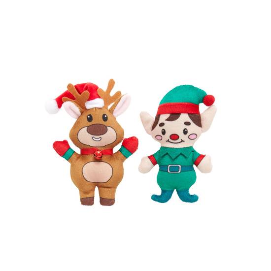 Merry & Bright™ Holiday Reindeer & Elf Cat Toy - 2 Pack (Color: Multi Color)