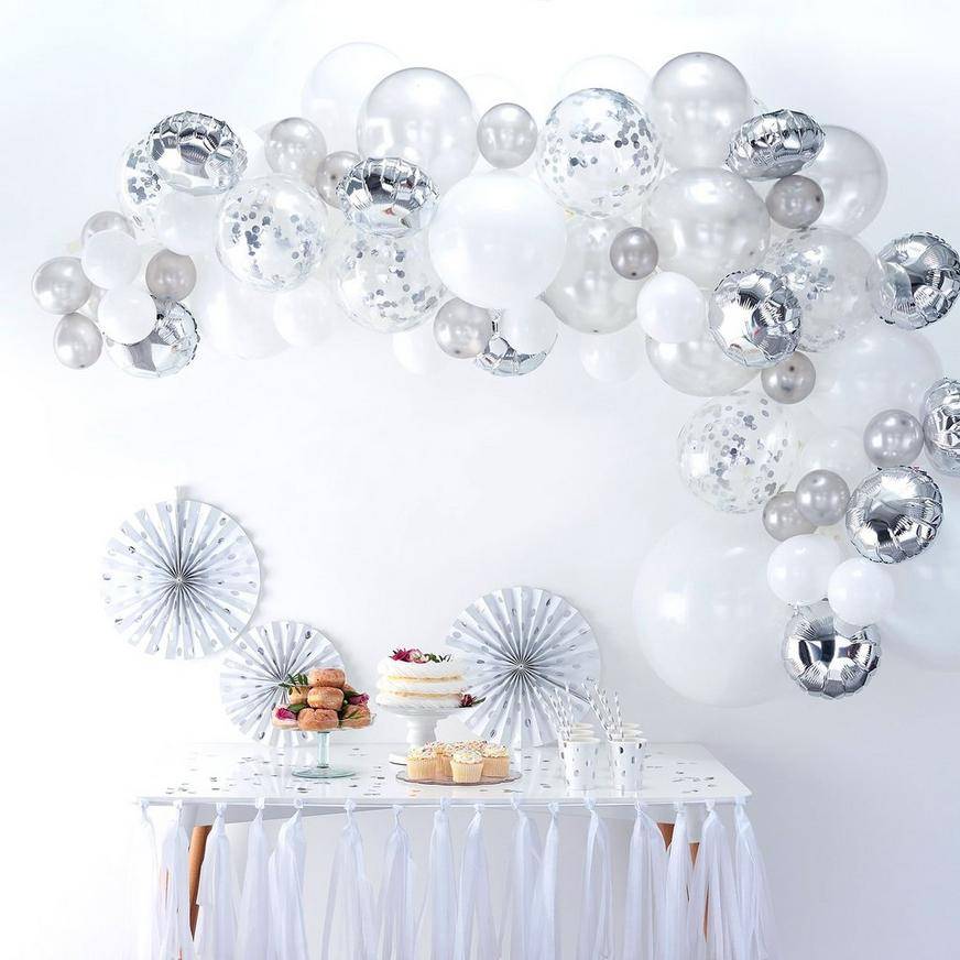 Uninflated Ginger Ray Silver Latex Balloon Garland Kit