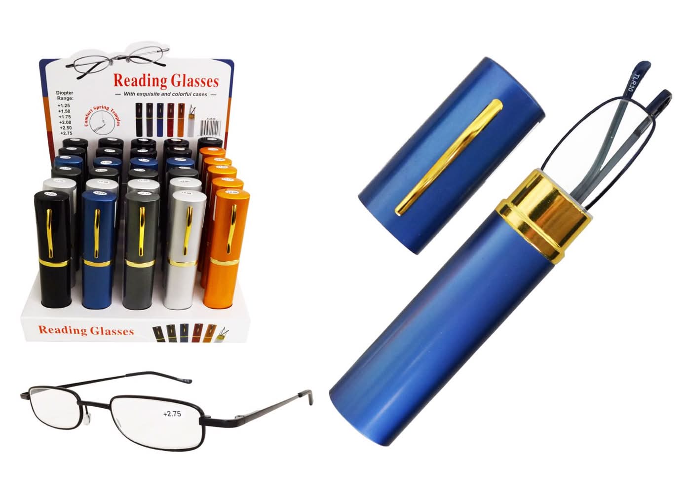 Diamond Visions Assorted Thinline Tube Reading Glasses 1 Pk