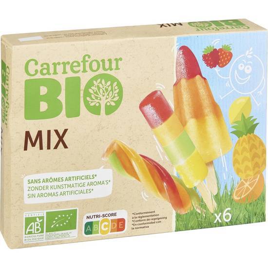 Carrefour Bio - Glace à l'eau mix (ananas - orange - framboise - citron - fraise)