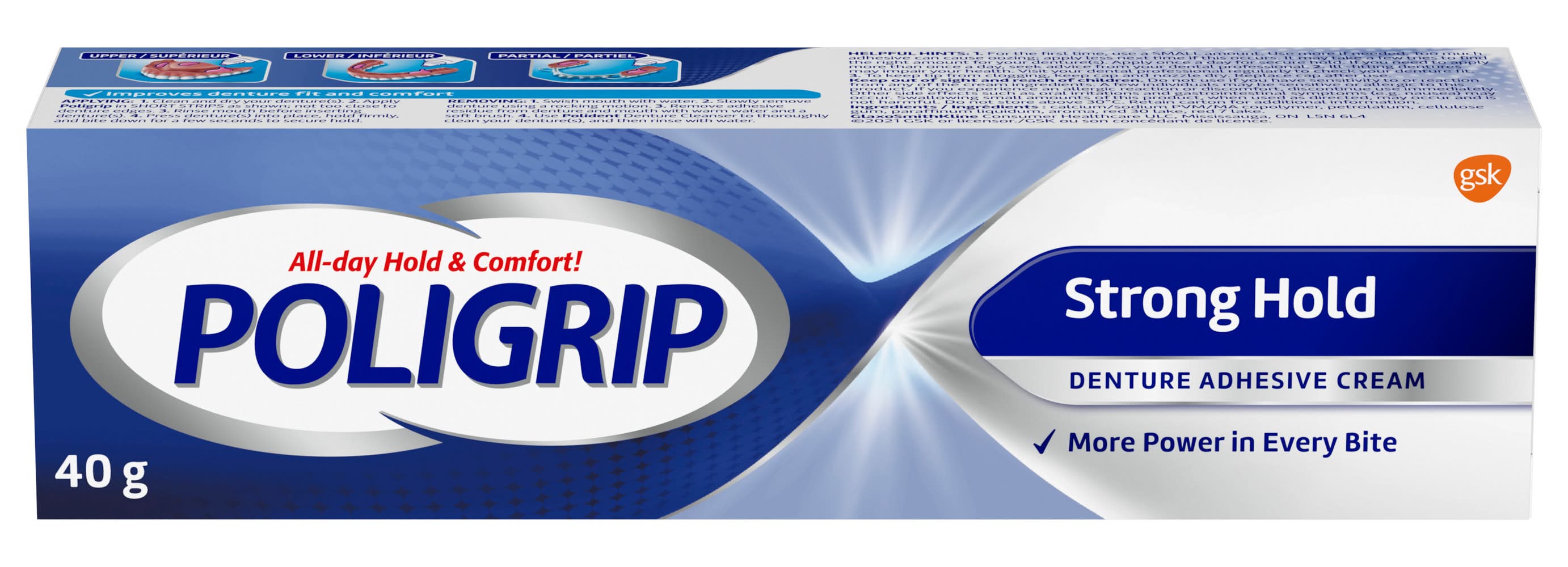 Poligrip Strong Hold Denture Adhesive Cream (1 g)