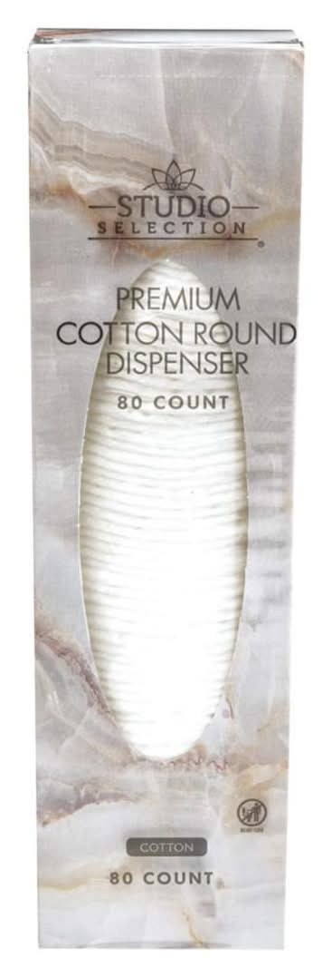 Studio Selection Premium Cotton Rounds With Dispenser (80 ct)