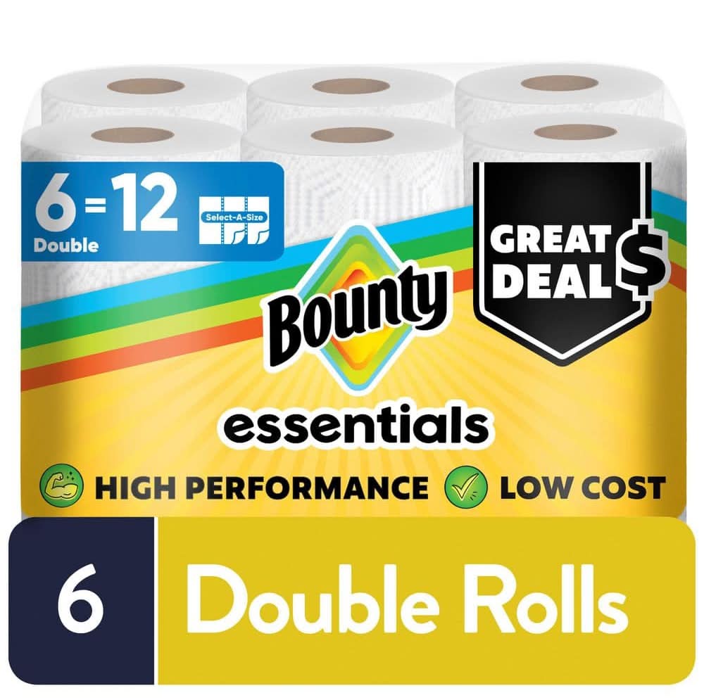 Bounty Essentials Select-A-Size White Paper Towel Roll (6 Double Rolls)