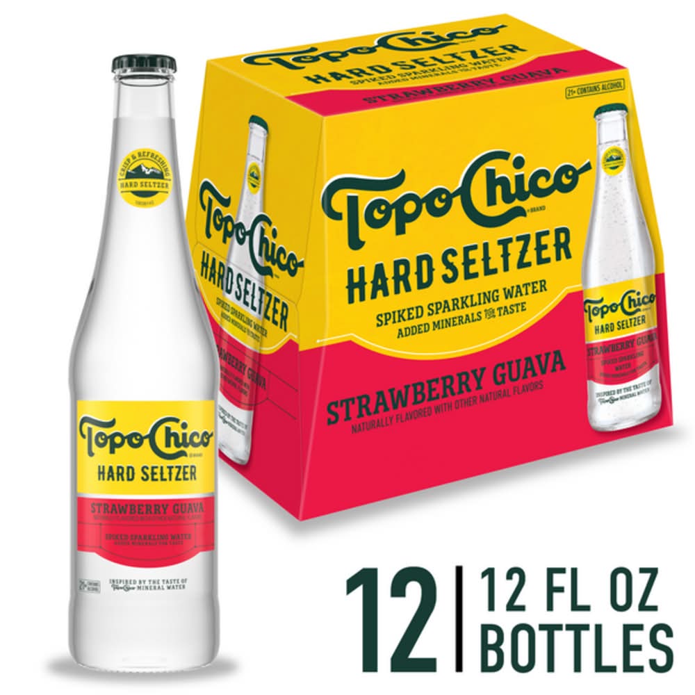 Topo Chico Hard Seltzer Spiked Sparkling Water, Strawberry Guava (12 x 12 fl oz)