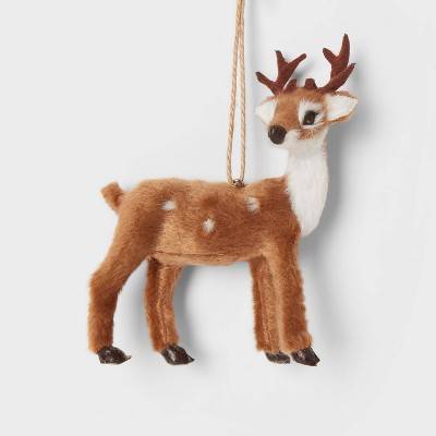 Faux Fur Deer Christmas Tree Ornament Dark Brown with Spots - Wondershop™