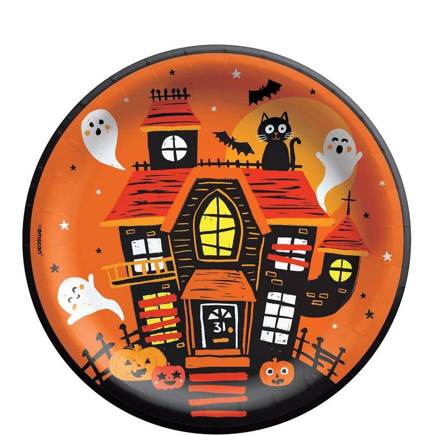 Party City Spooky Friends Halloween Paper Lunch Plates, Multicolor (50 ct)