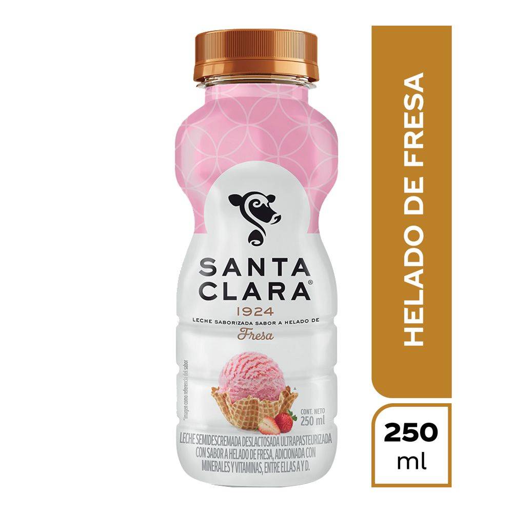 Santa clara leche sabor helado de fresa (botella 250 ml)