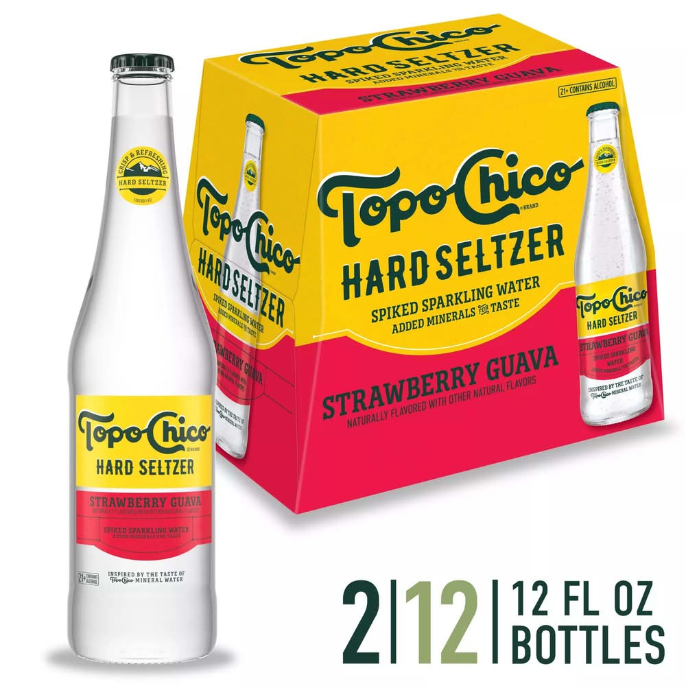 Topo Chico Hard Spiked Sparkling Water Seltzer, Strawberry Guava (12 x 12 fl oz)