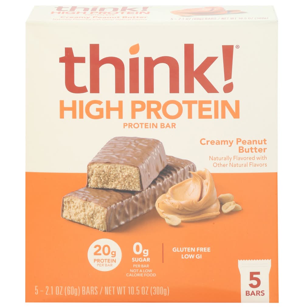 think! High Protein Bar, Creamy Peanut Butter (5 x 2.1 oz)