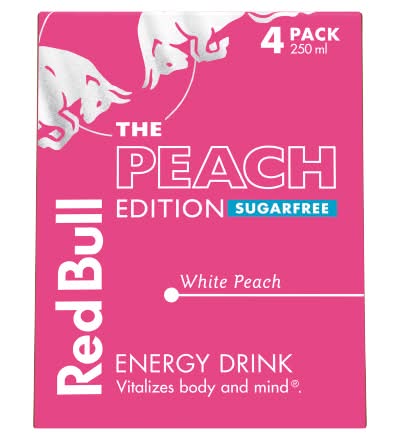 Red Bull White Peach, The Summer Edition Sugar Free Energy Drink (4 x 250ml)