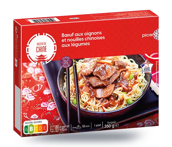 Bœuf aux oignons et nouilles chinoises aux légumes