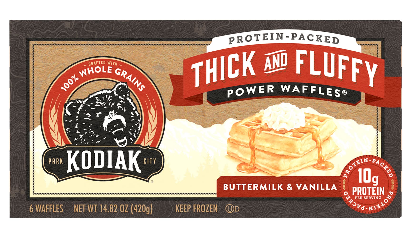 Kodiak Thick and Fluffy Buttermilk & Vanilla Power Waffles (14.9 oz)