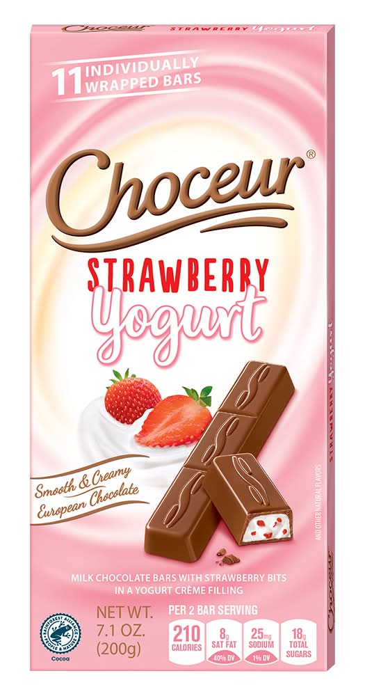 Choceur Milk Chocolate Bar, Strawberry-Yogurt (7.1 oz)