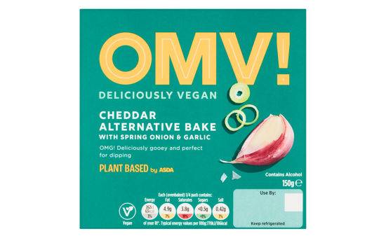 OMV! Deliciously Vegan By Asda  Cheddar Style Bake with Spring Onion & Garlic 150g