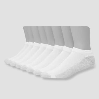 Hanes Odor Protection Cushion Low Cut Socks, Men, 6-12, White (8 ct)