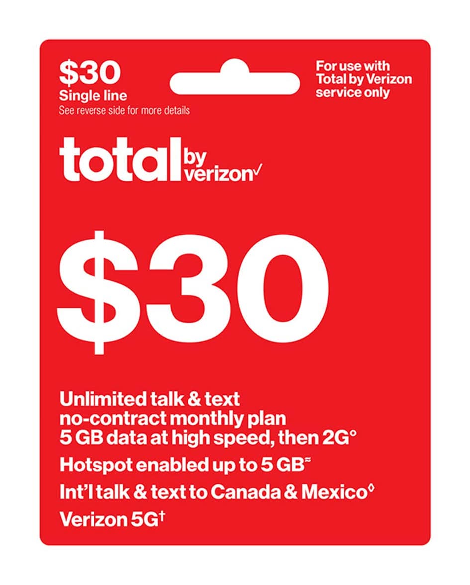 Total by Verizon Single-Device Unlimited Talk & Text Prepaid Wireless Plan