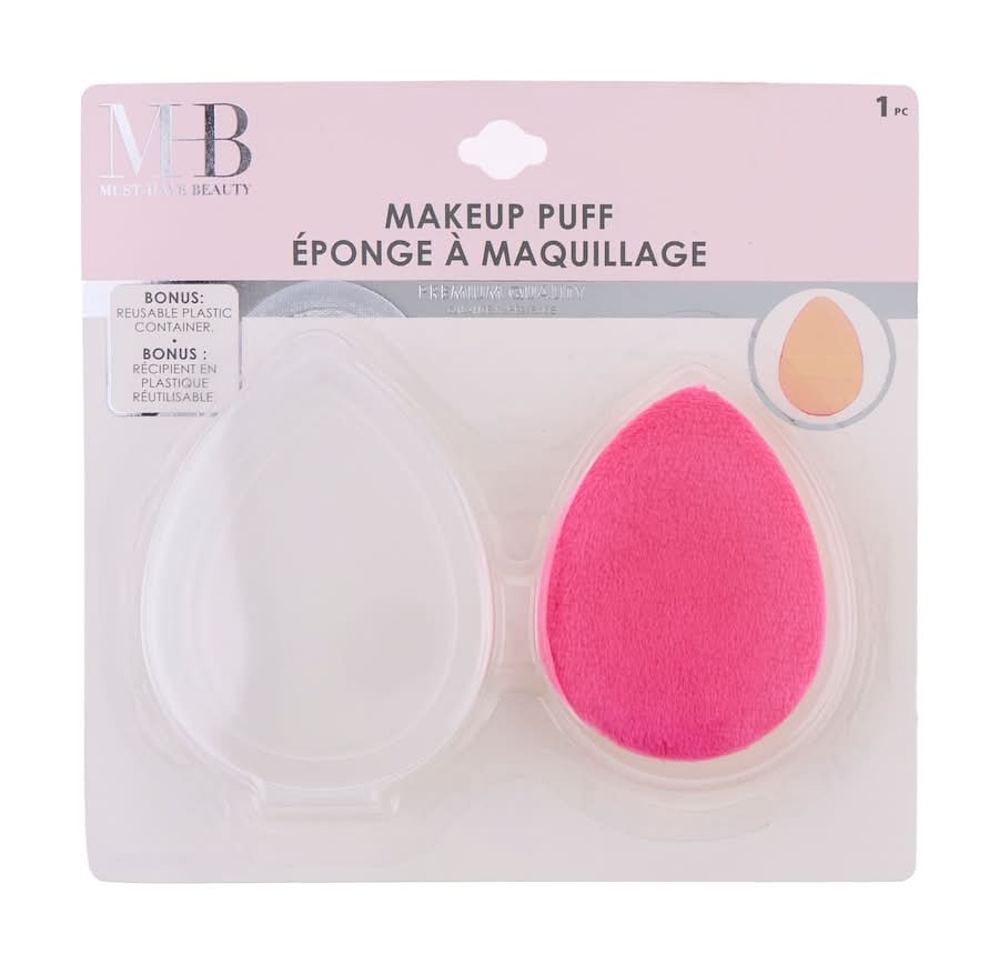 Must Have Beauty Makeup Puff With Plastic Container, 1-ct.