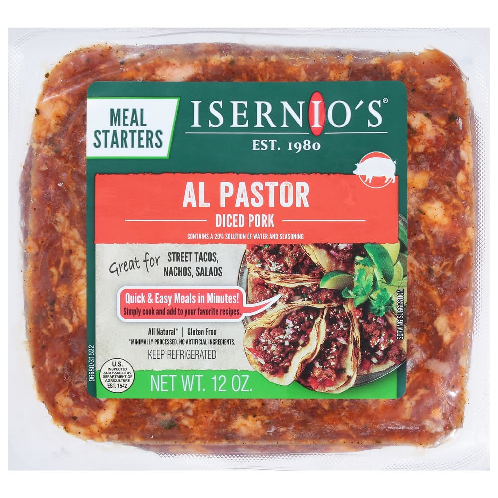 Isernio's Diced Pork, Al Pastor (12 oz)