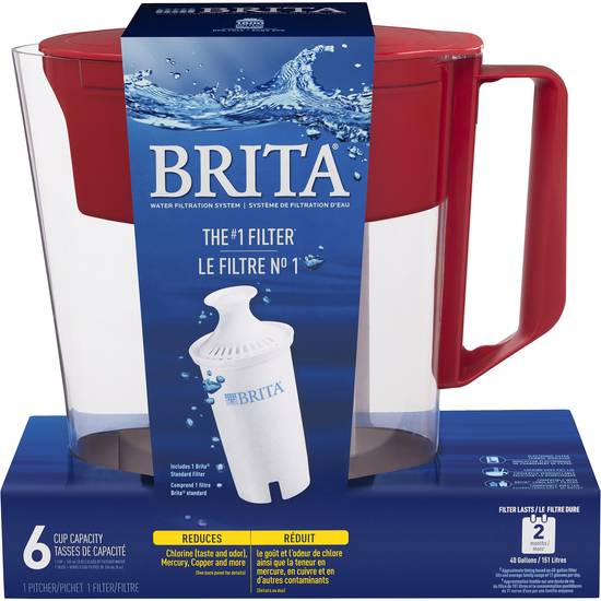 Brita Small 5 Cup Water Filter Pitcher with Standard Filter Red (1 ct)