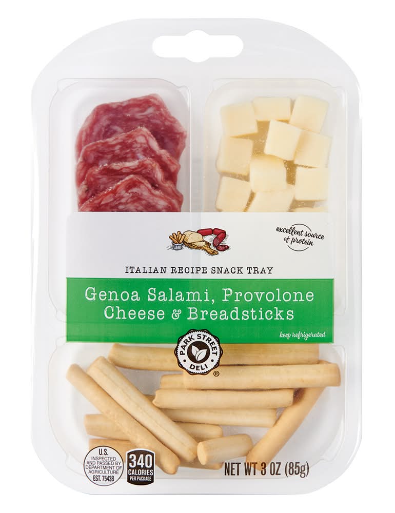Park Street Genoa Salami, Provolone Cheese & Breadsticks Platter Snack Tray (3 oz)