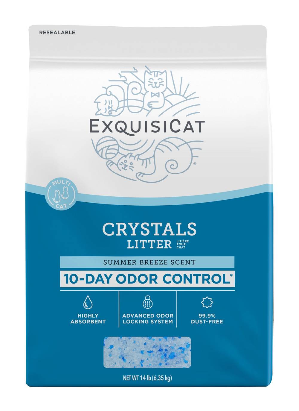 ExquisiCat Crystals Multi-Cat Silica Cat Litter, Summer Breeze (14 lbs)
