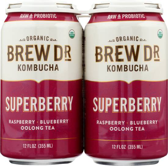 Brew Dr Superberry Organic Kombucha (4 ct, 12 fl oz)