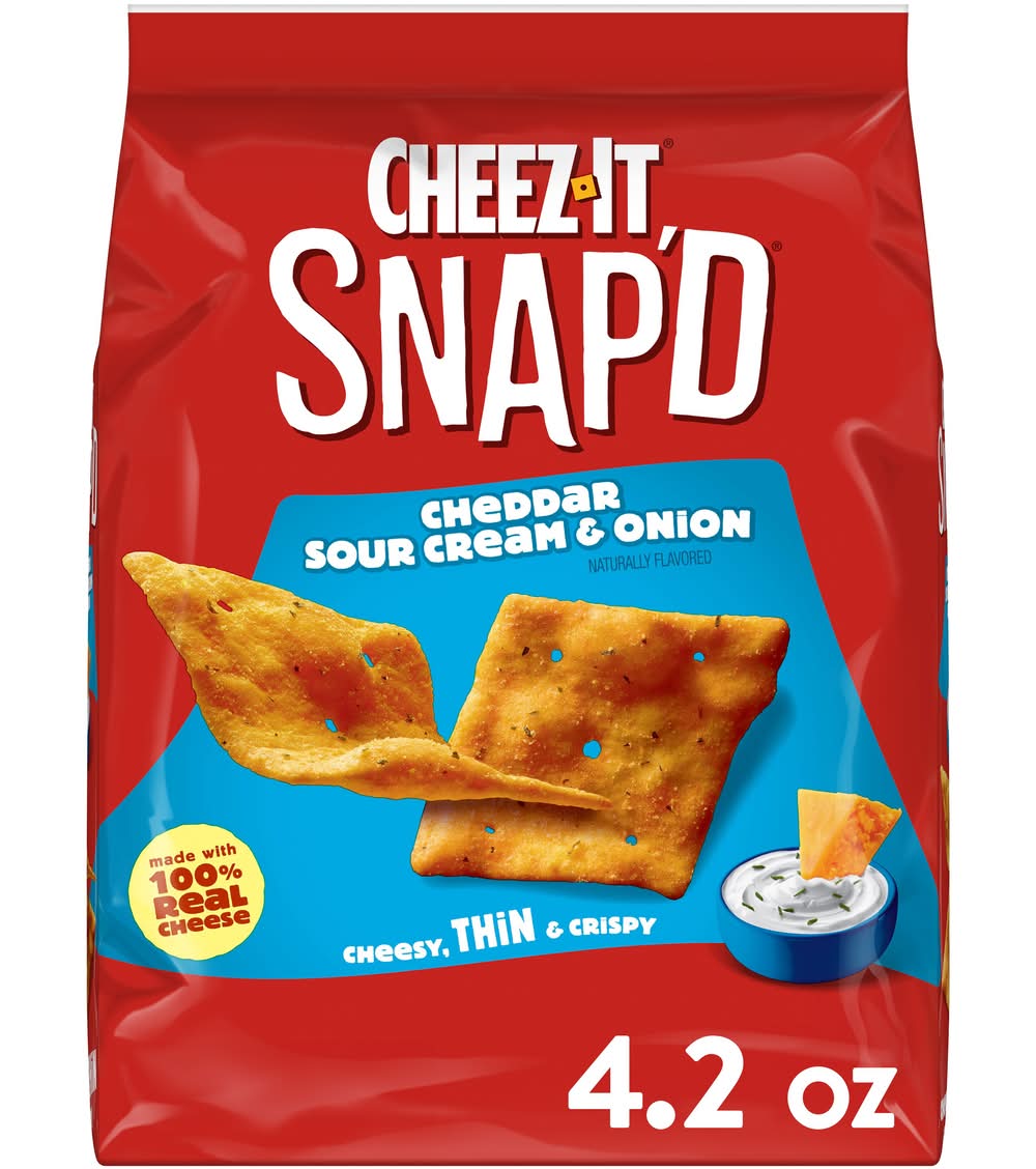 Cheez-It Snap'd Cheesy Thin Crispy Cracker Chips, Cheddar Sour Cream & Onion (4.2 oz)