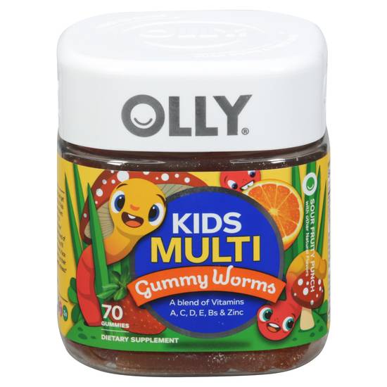 Olly Kids Multi Fruity Punch Gummy Worms Vitamins(70Ct)