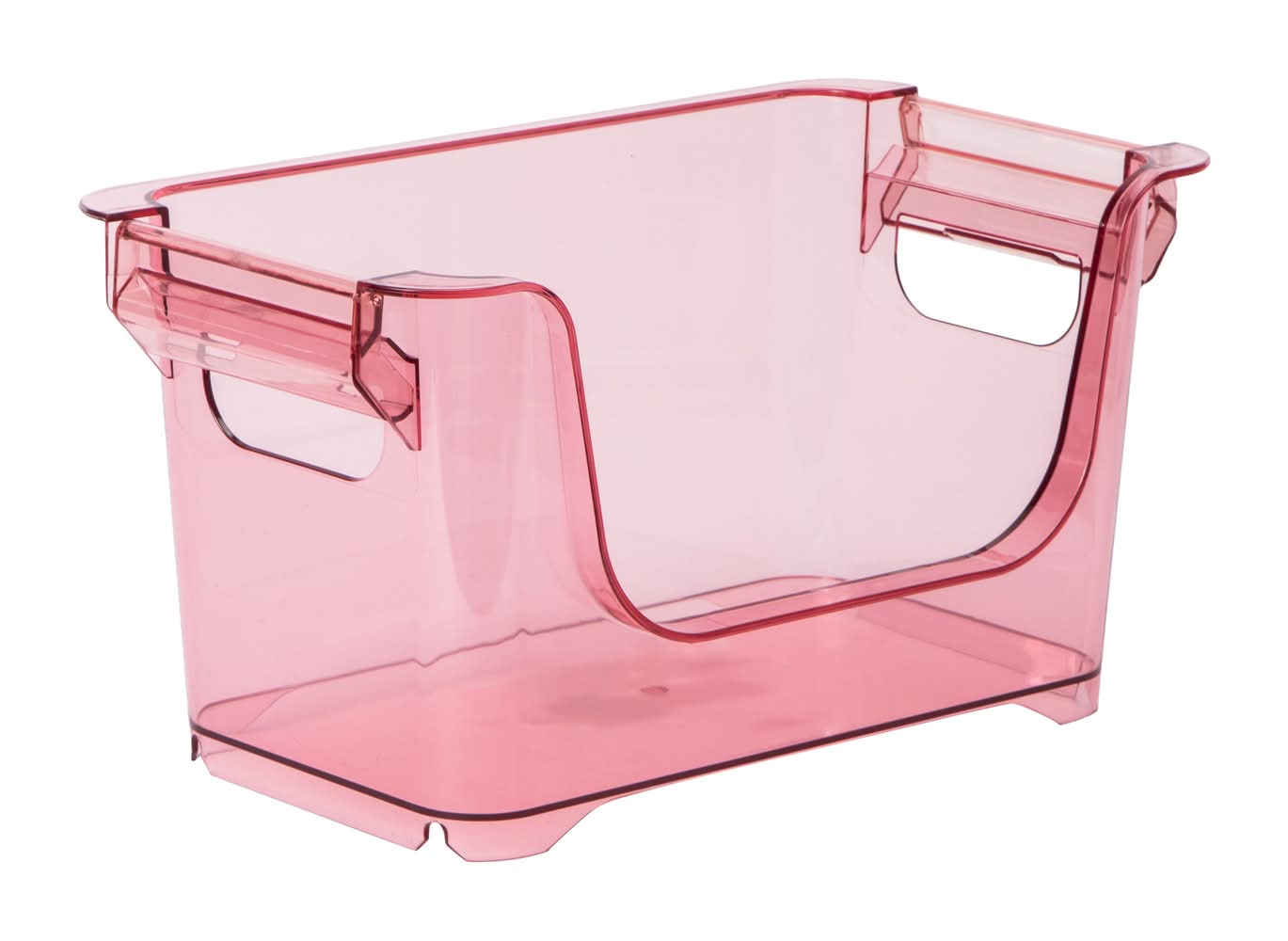 Stackable Plastic Storage Bin Pink
