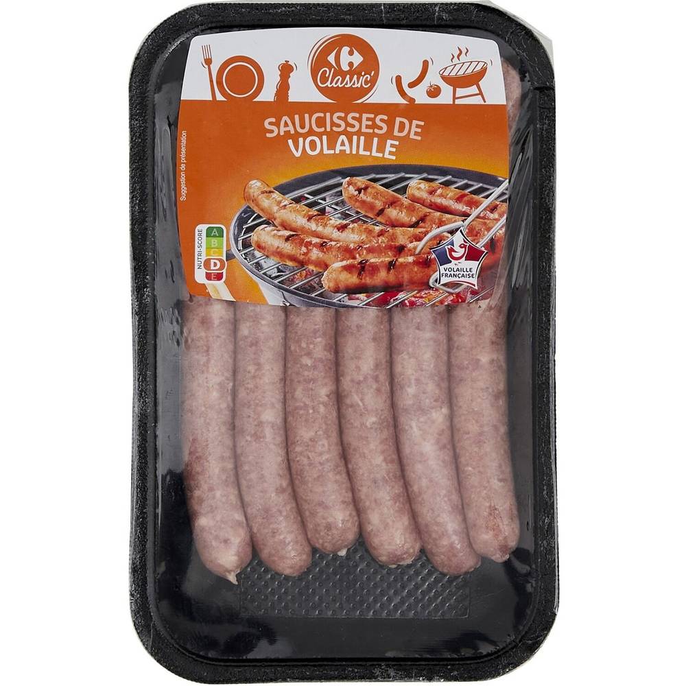 Carrefour Classic' - Saucisses de volaille ( 6pièce)