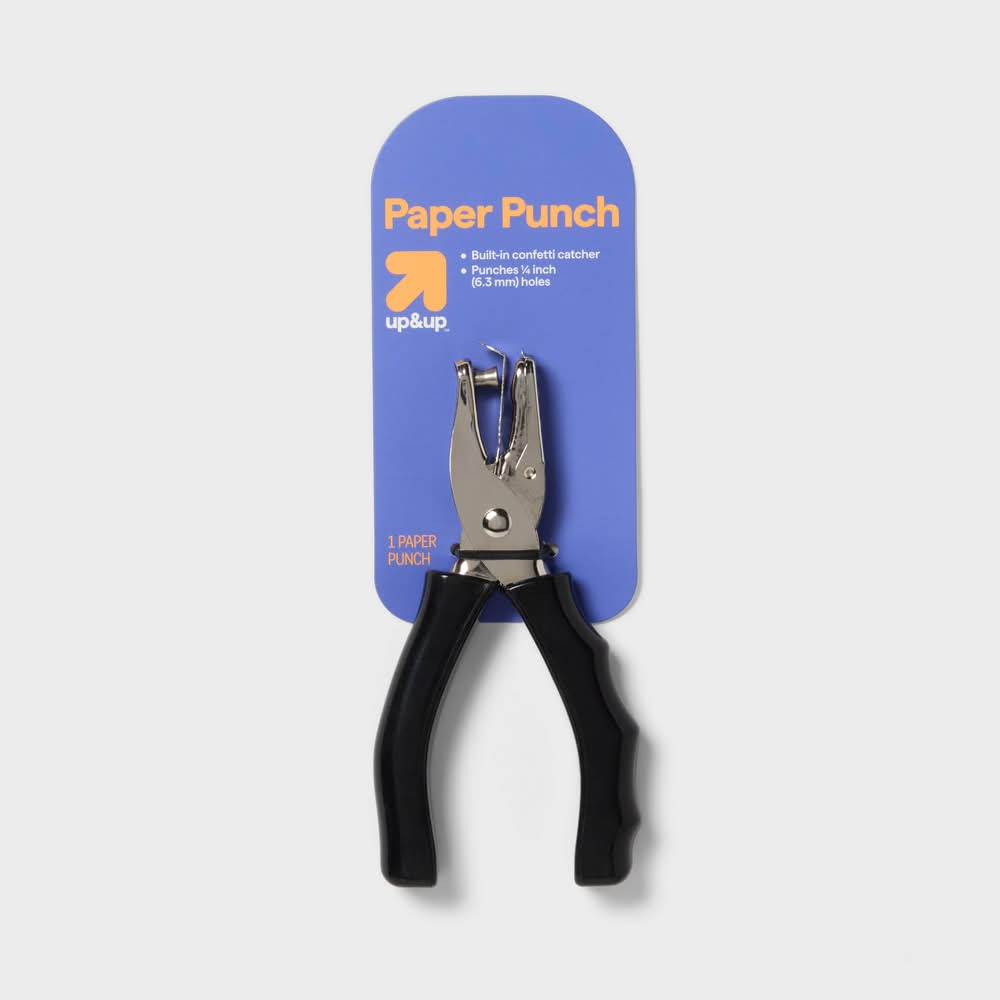 up&up 1 Hole Paper Punch, Black