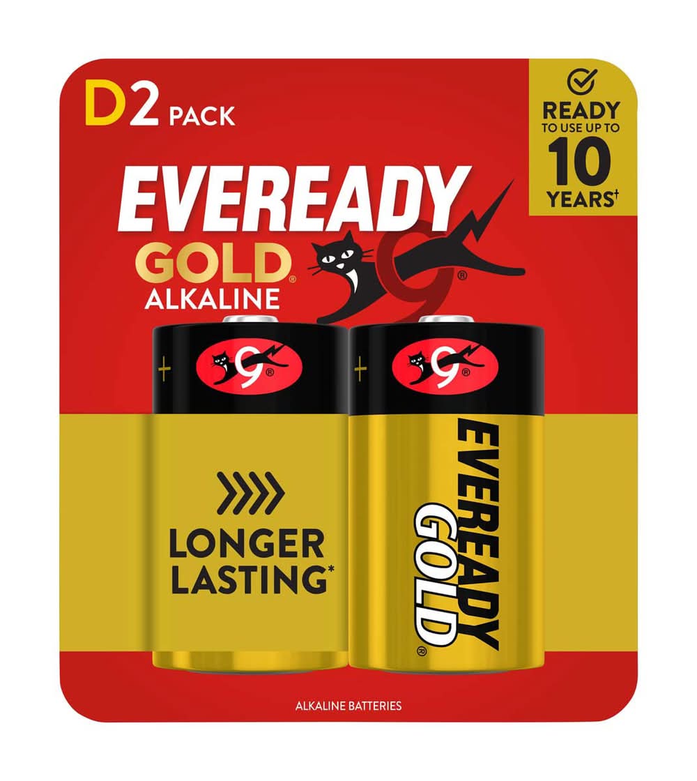 Eveready Gold Alkaline D Batteries 2 Pack Of D Cell Batteries