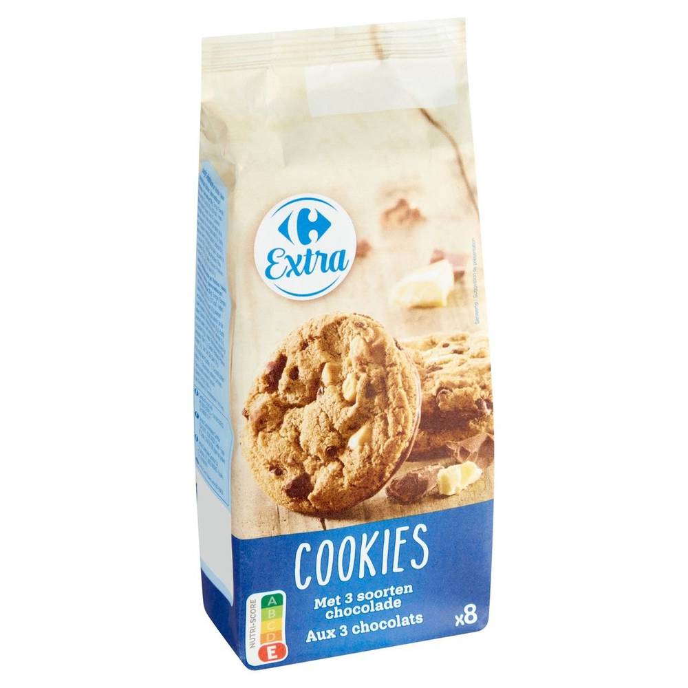 Carrefour Extra Cookies aux 3 Chocolats 8 Pièces 200 g