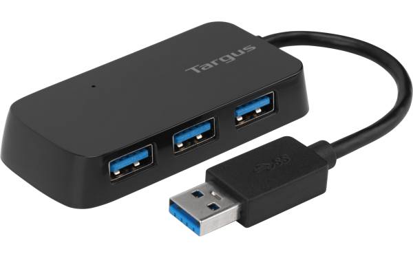 Targus® 4-Port USB 3.0 SuperSpeed™ Hub, 2.75"H x 0.5"W x 0.5"D