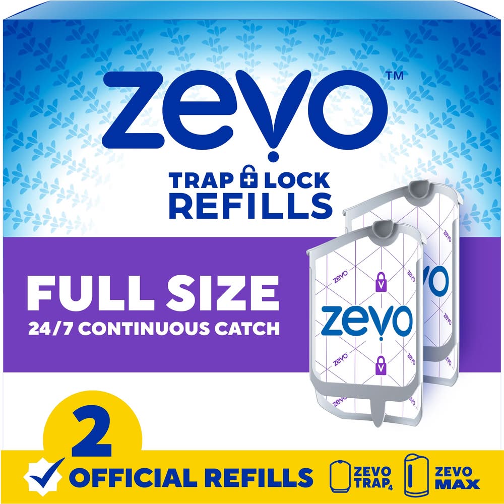 Zevo Flying Insect Trap, Fly Trap Refill Cartridges (2 Cartridges) Indoor Glue Refill Insect Trap 2 -Pack