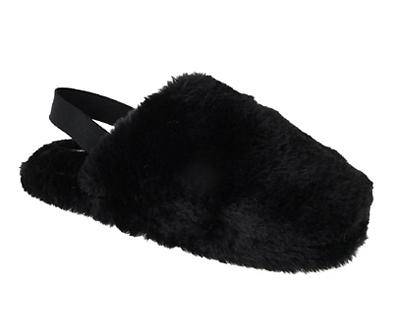 Capelli Women's Faux Fur Heel-Strap Slippers, XS, Black