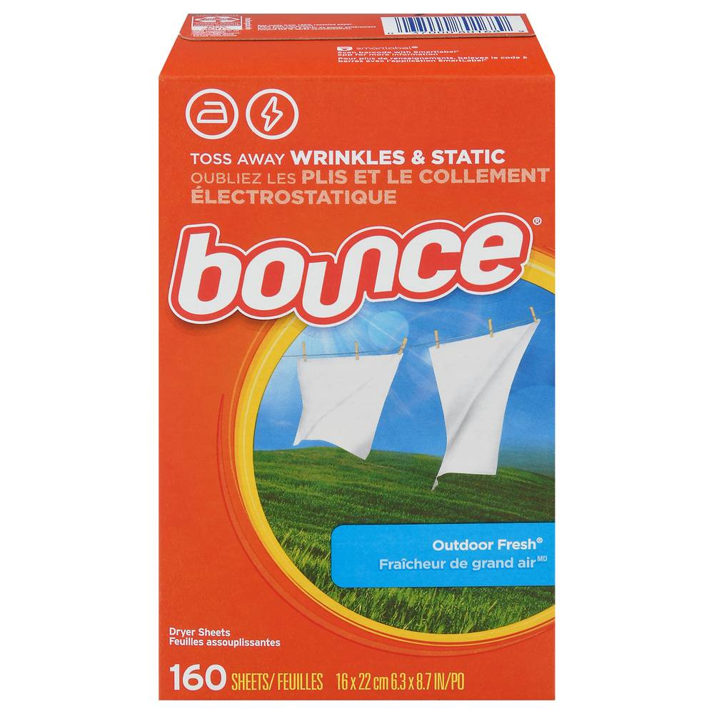 Bounce Fabric Softener Dryer Sheets Outdoor Fresh (160 ct)