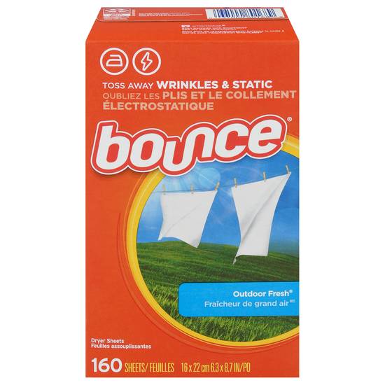 Bounce Fabric Softener Dryer Sheets Outdoor Fresh (160 ct)