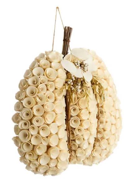White Wooden Pumpkin Wreath, 18"
