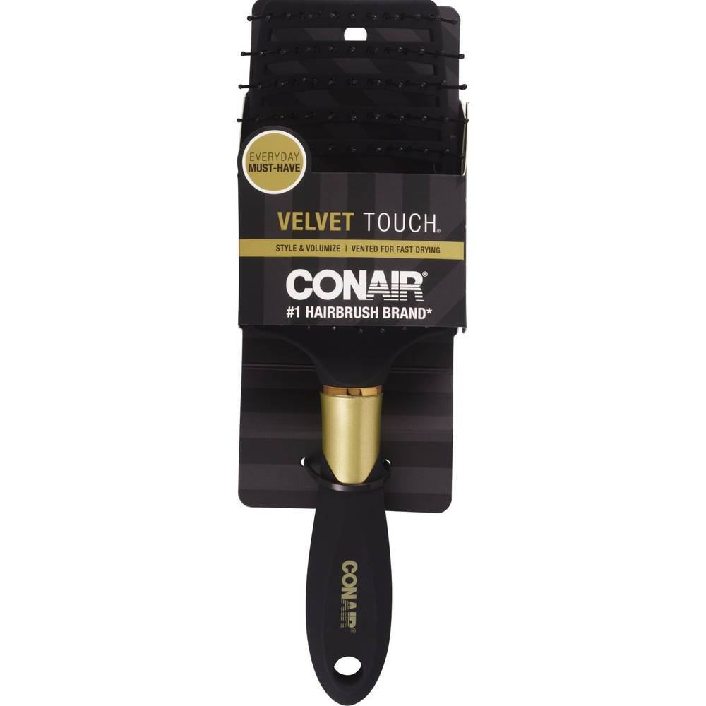 Conair Velvet Touch Fast Dry Hair Brush, Black